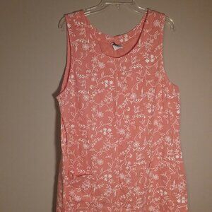 Clio II Women Size 1X Linen Sleeveless Coral Peach  Floral Sheath Dress